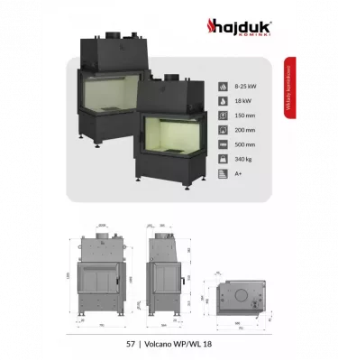 Hajduk - fireplace insert with a water jacket Volcano WP-18