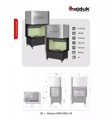 Hajduk - fireplace insert with a water jacket Volcano WPh-18