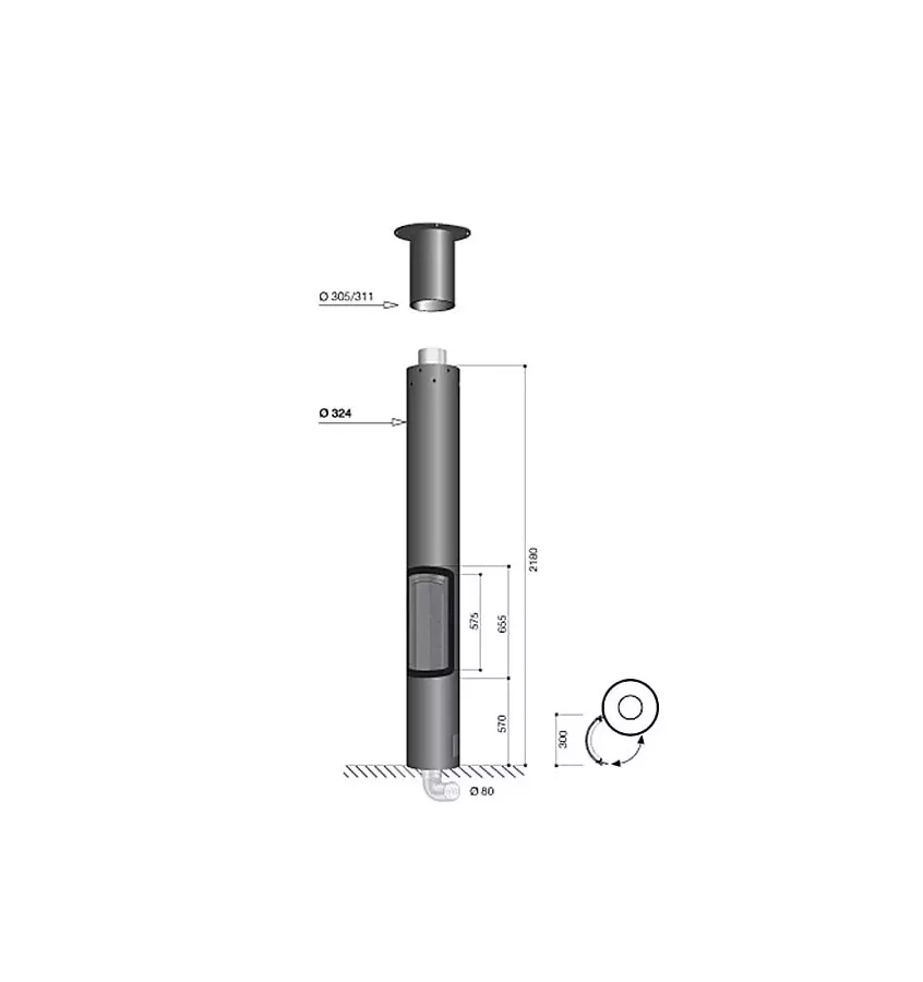 Focus - kominek gazowy SLIMFOCUS centralny na podstawie