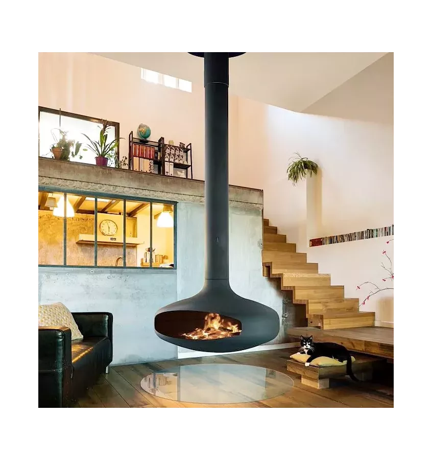 Focus - kominek na drewno DOMOFOCUS centralny czarny