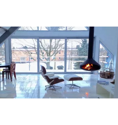 Focus - kominek na drewno ERGOFOCUS centralny czarny