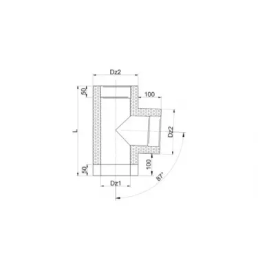 Prodmax - double-walled insulated, heat-resistant chimney system - tee