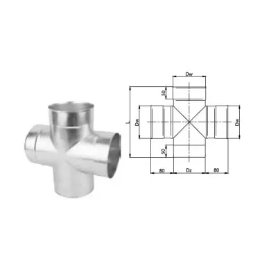 Prodmax - system dystrybucji powietrza okrągły z blachy ocynkowanej - czwórnik (DPO48)
