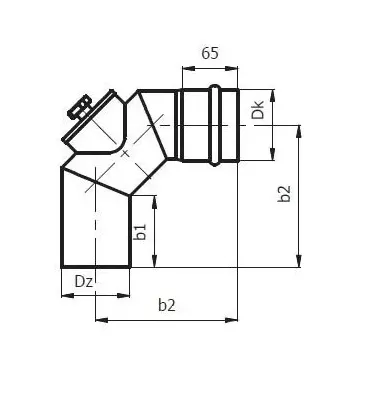 Darco - chimney connection system for pellet stoves SPKP - fixed elbow with revision
