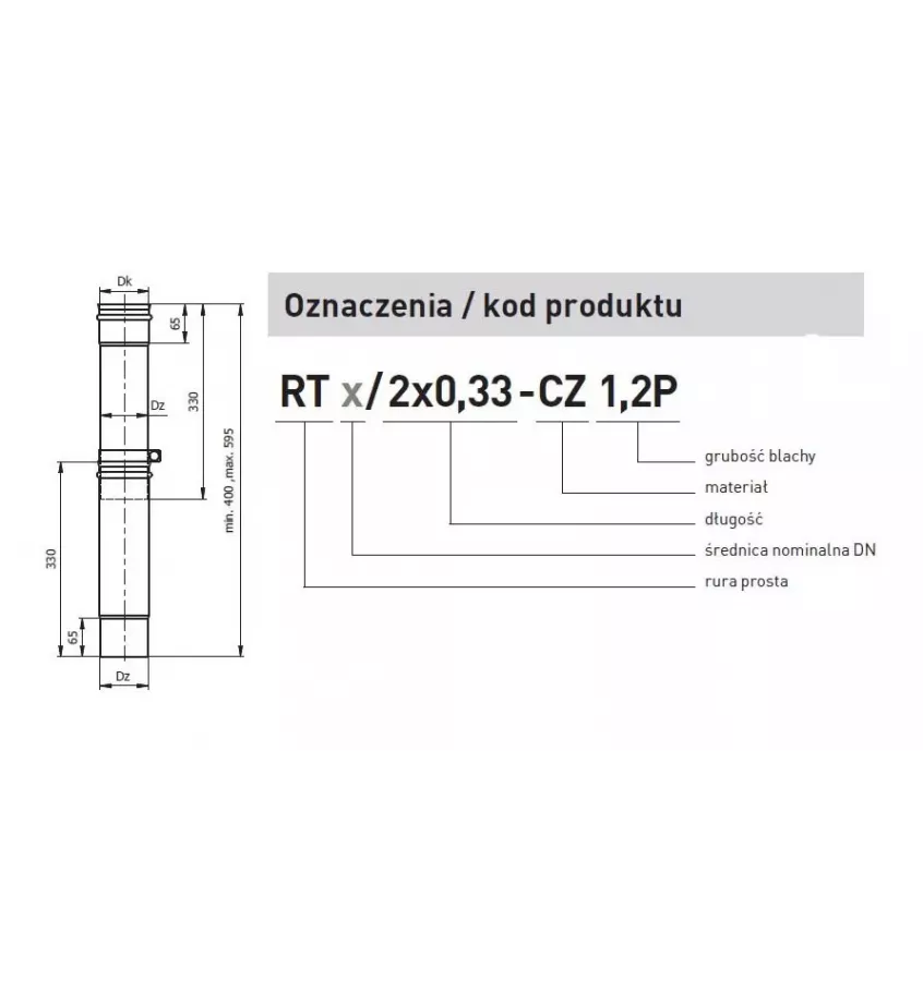 Darco - chimney connection system for pellet stoves SPKP - telescopic pipe