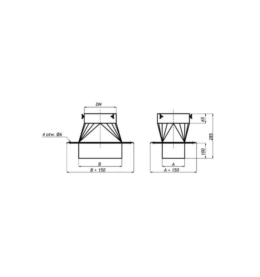 Darco - chimney cowls - reduction chimney base - demountable PKR-R