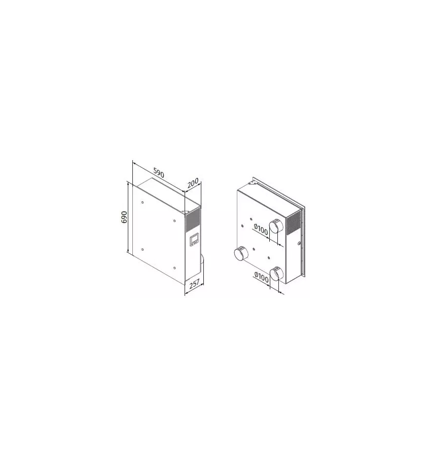 Blauberg - air handling unit with a counter-flow heat exchanger and a Freshbox E-100 preliminary heater