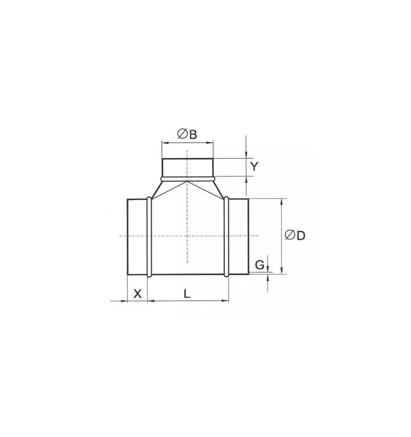 Xplo Ventilation - round symmetrical tee