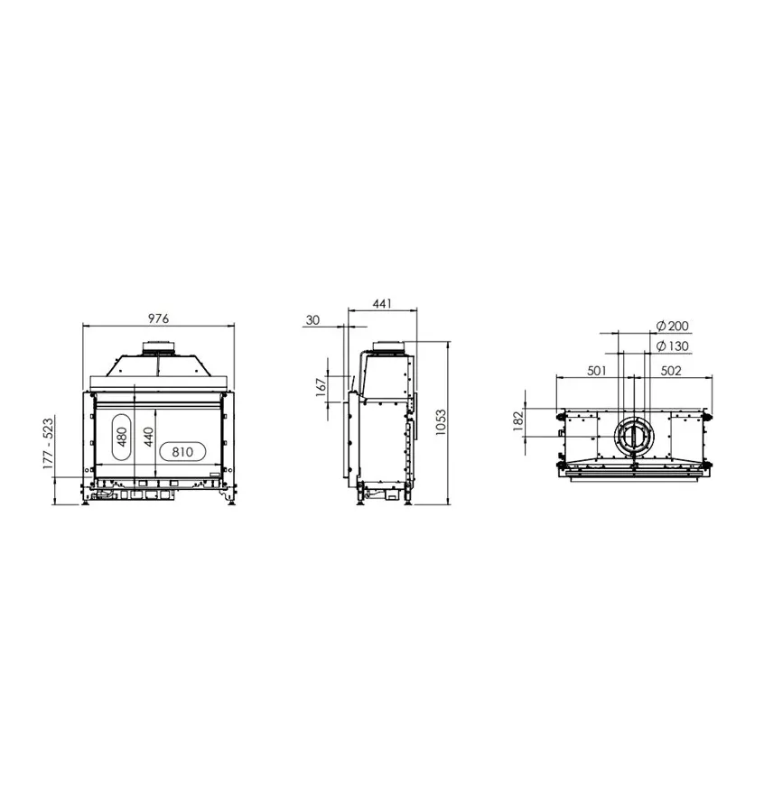 Kal-fire - fireplace insert with 3D G80 / 48F fireplace