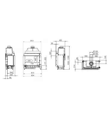 Kal -fire - krbová vložka s krbem 3D G65 / 44C