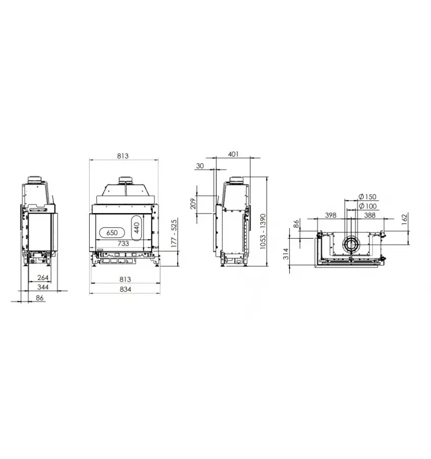 Kal -fire - krbová vložka s krbem 3D G65 / 44C