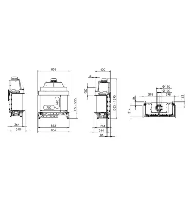Kal-fire - fireplace insert with 3D G70 / 44S hearth