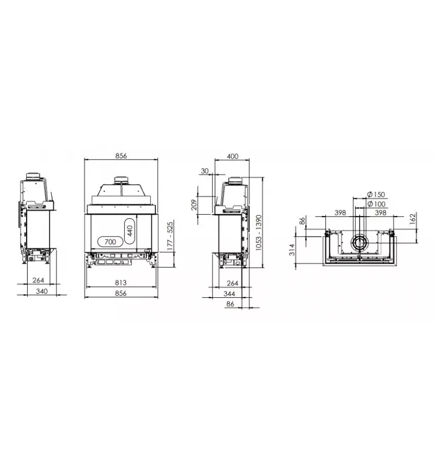 Kal -fire - krbová vložka s krbem 3D G70 / 44S