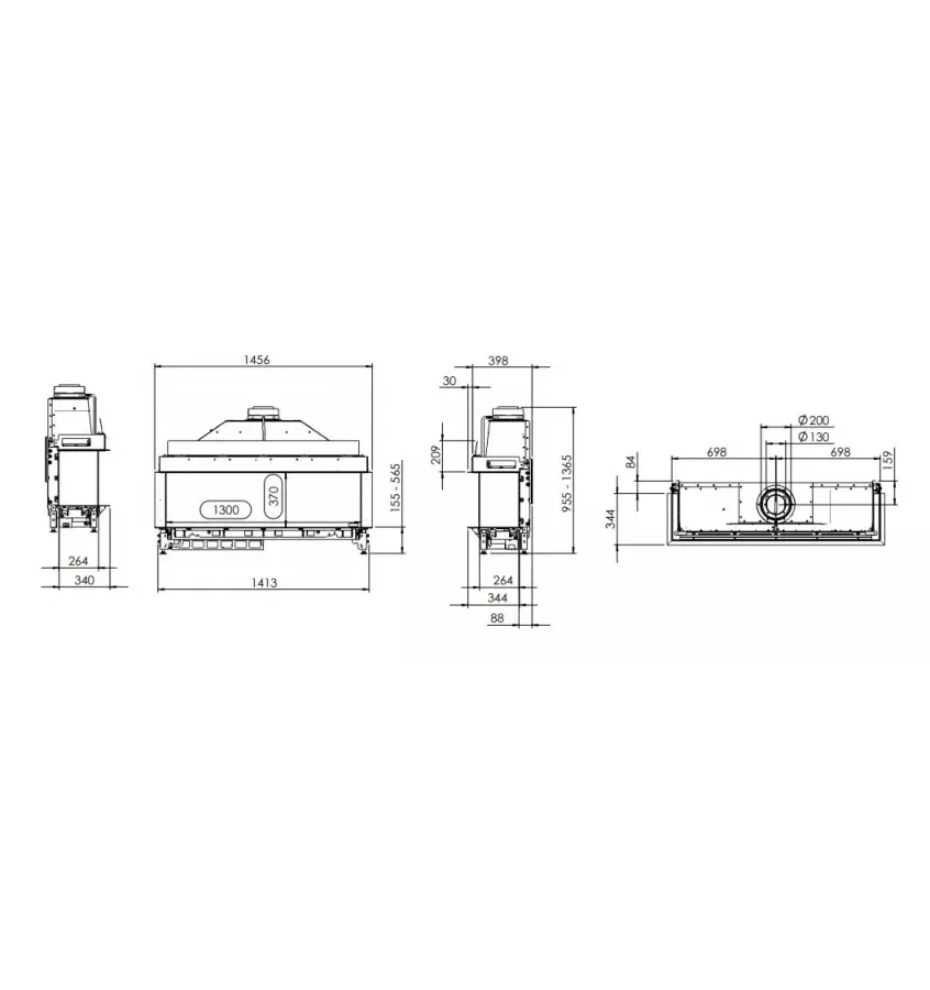 Kal-fire - fireplace insert with 3D G130 / 37S fireplace