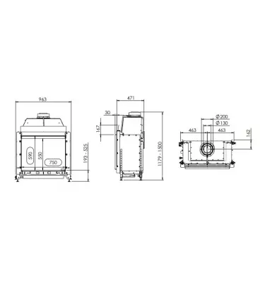 Kal-fire - fireplace insert with Prestige GP75 / 59F fireplace