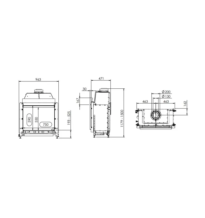 Kal-fire - fireplace insert with Prestige GP75 / 59F fireplace