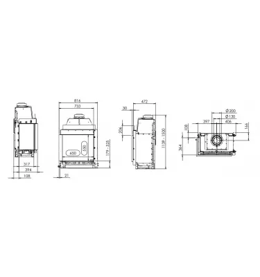 Kal-fire - fireplace insert with Prestige GP65 / 55C fireplace