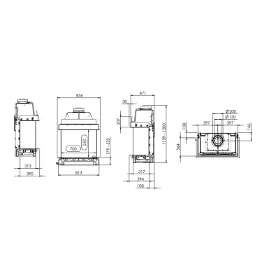 Kal-fire - fireplace insert with Prestige GP70 / 55S fireplace