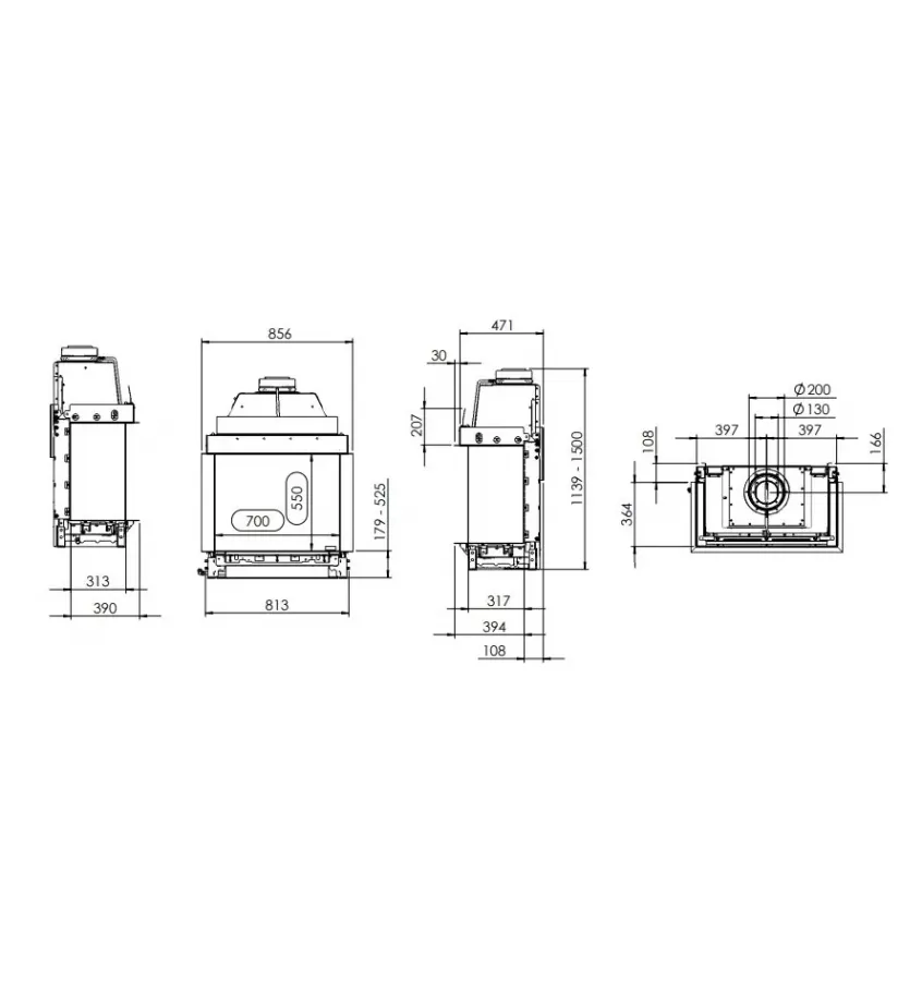 Kal -fire - krbová vložka s krbem Prestige GP70 / 55S