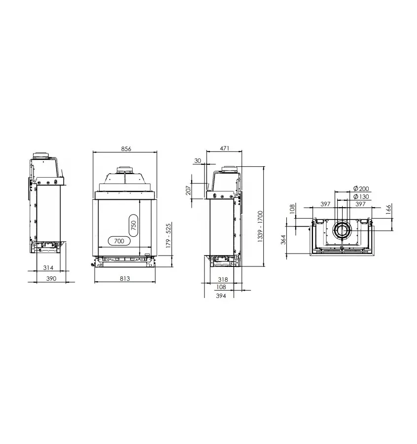 Kal-fire - fireplace insert with Prestige GP70 / 75S fireplace