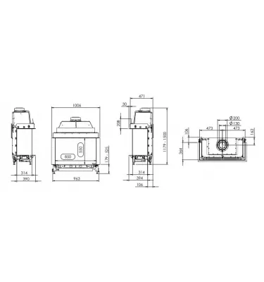 Kal-fire - fireplace insert with Prestige GP85 / 55S fireplace