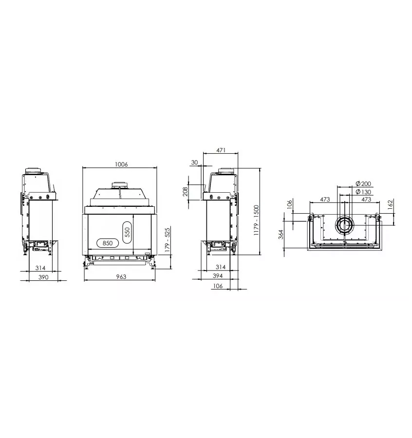 Kal-fire - fireplace insert with Prestige GP85 / 55S fireplace