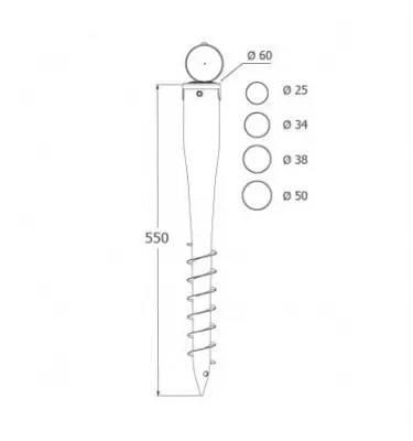 Domax - screw-in column base with PWO distance