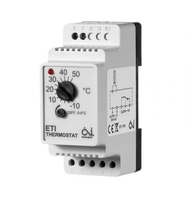 Elektra - manual temperature controller for ETI 1544 DIN rail