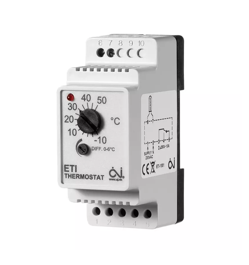 Elektra - manual temperature controller for ETI 1544 DIN rail