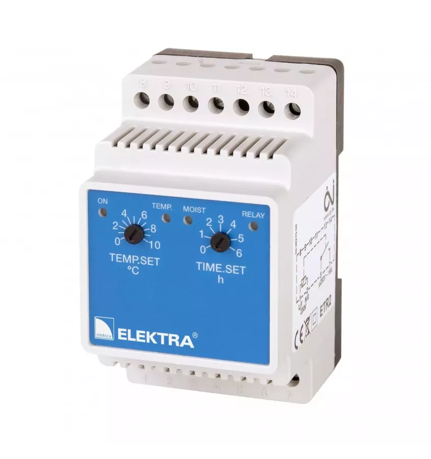 Elektra - manual temperature controller for DIN rail ETR2R