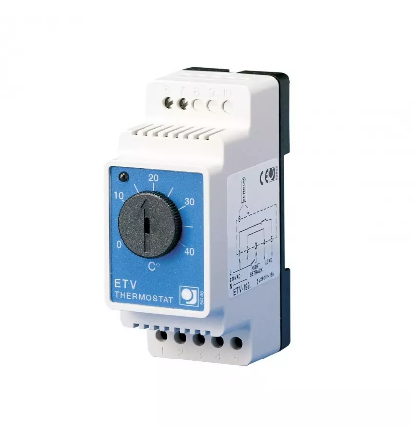 Elektra - regulator temperatury manualny na szynę DIN ETV 1999