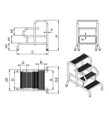 Hliníkové přídavné schody Drabex - TP 8040