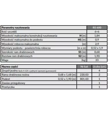 Drabex - skládací mobilní lešení RS -600