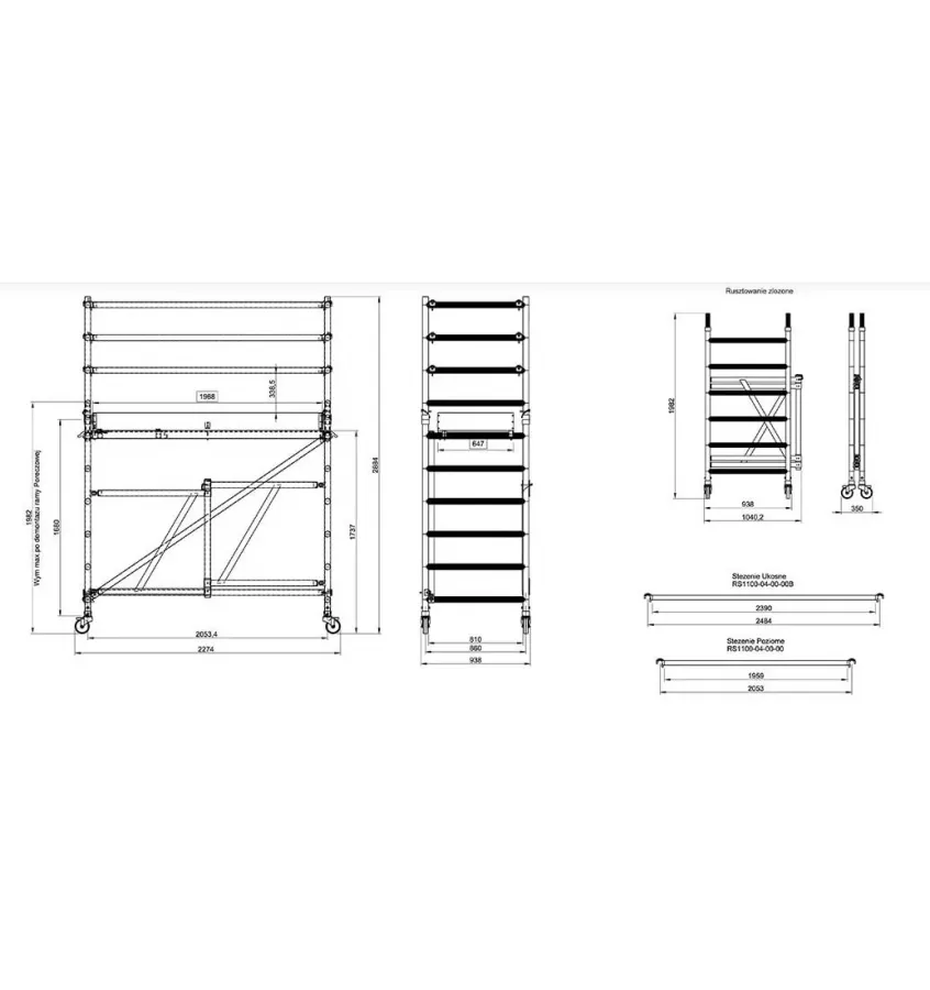 Drabex - mobile, folding, extended RS-1100R