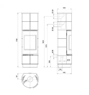 Thorma - piecyk na drewno Delia Extra kafel czarny połysk 7,5 kW