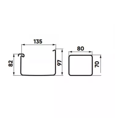 Galeco - system kwadratowy PVC - hak doczołowy PVC