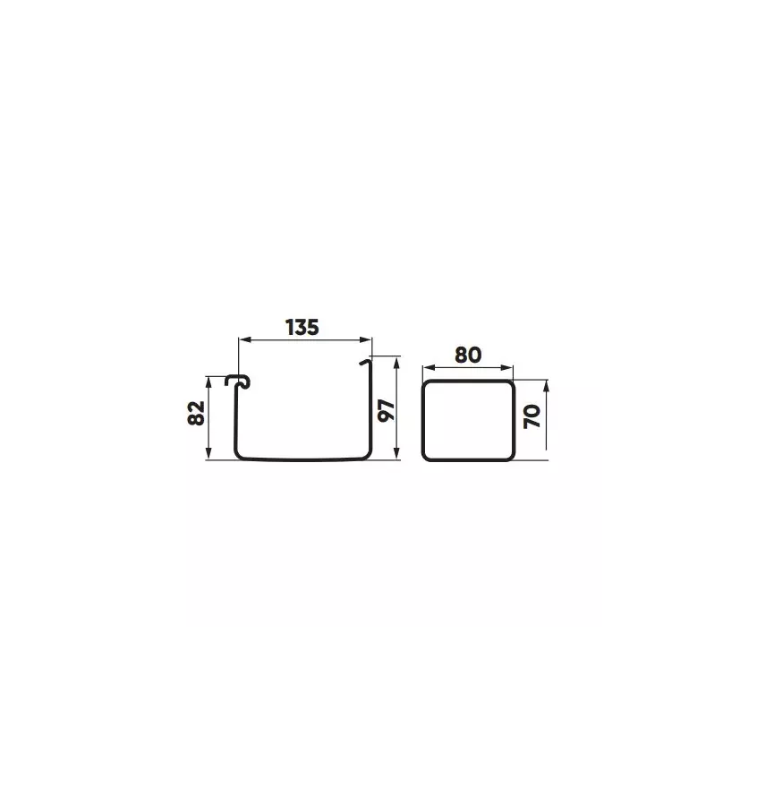 Galeco - square PVC system - metal clamp for the dowel
