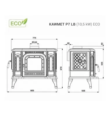Kawmet - fireplace stove P7 10.5 kW Eco