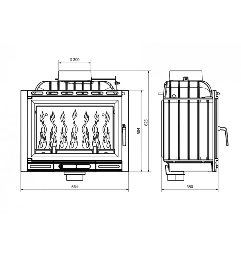 Kawmet - fireplace insert with damper W13A 11,5 kW Eco