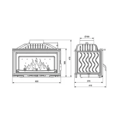 Kawmet - fireplace insert with damper W15 9.4 kW Eco