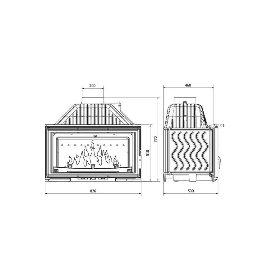 Kawmet - fireplace insert with W15 18 kW damper