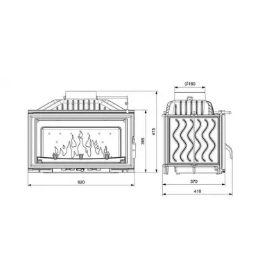 Kawmet - fireplace insert with damper W16 9.4 kW Eco