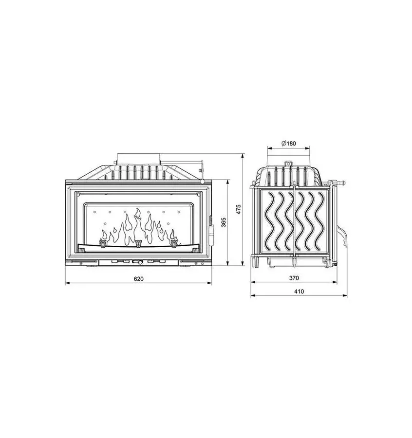 Kawmet - fireplace insert with damper W16 9.4 kW Eco