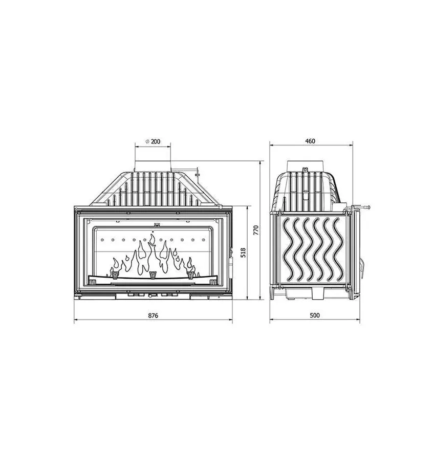 Kawmet - fireplace insert with W16 18 kW damper