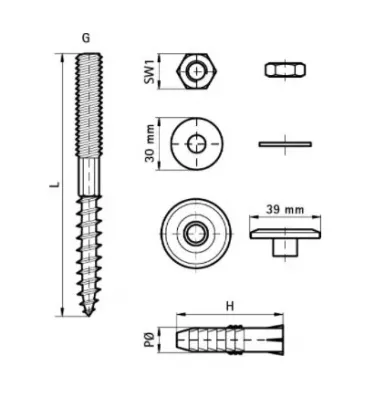 Walraven - complete set for mounting the BIS washbasin