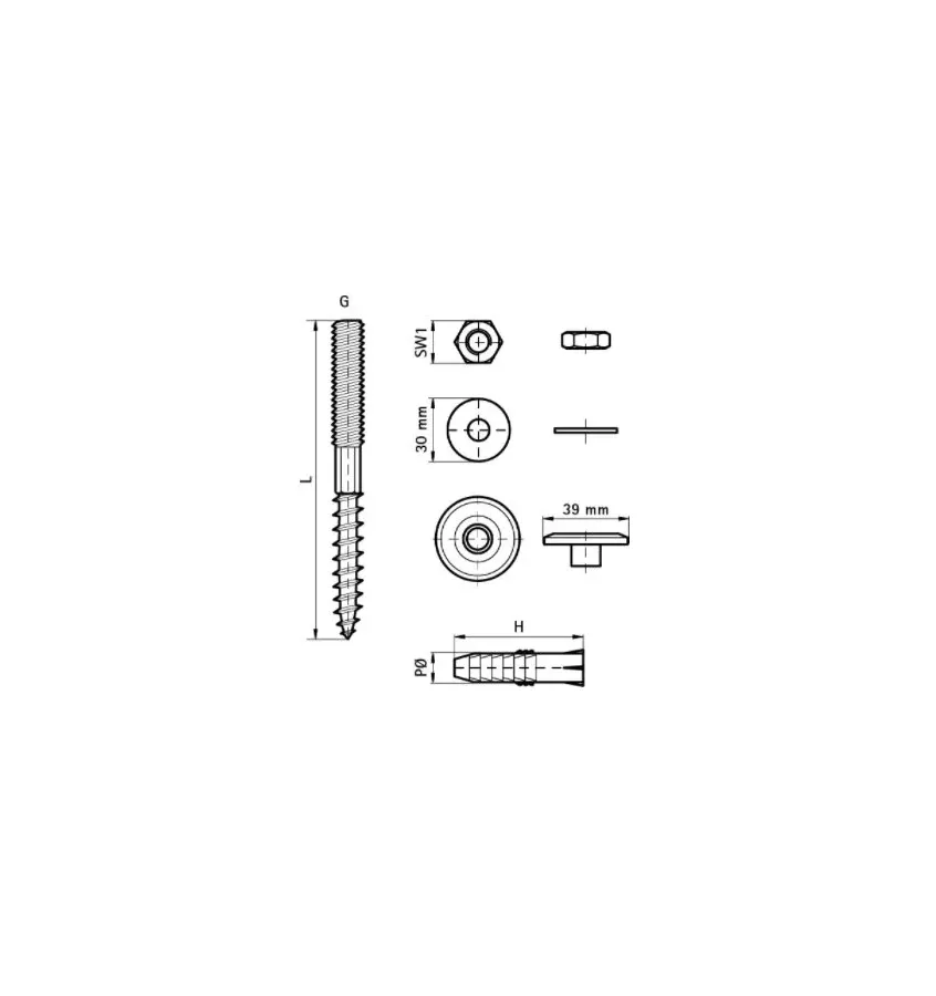 Walraven - complete set for mounting the BIS washbasin