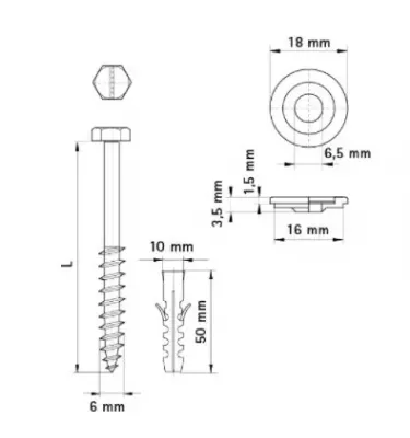 Walraven - toilet fixing kit with dowels and BIS screws