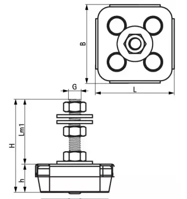Walraven - nóżki poziomujące elastomerowe VibraTek MR-L 1000/M8