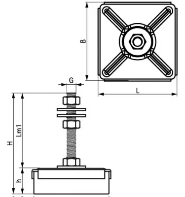 Walraven - nóżki poziomujące elastomerowe VibraTek MR-L 5000/M12