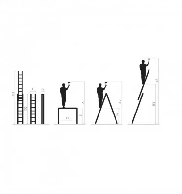 DRABEST - drabina uniwersalna 4x3 stopnie DU PRO 150kg